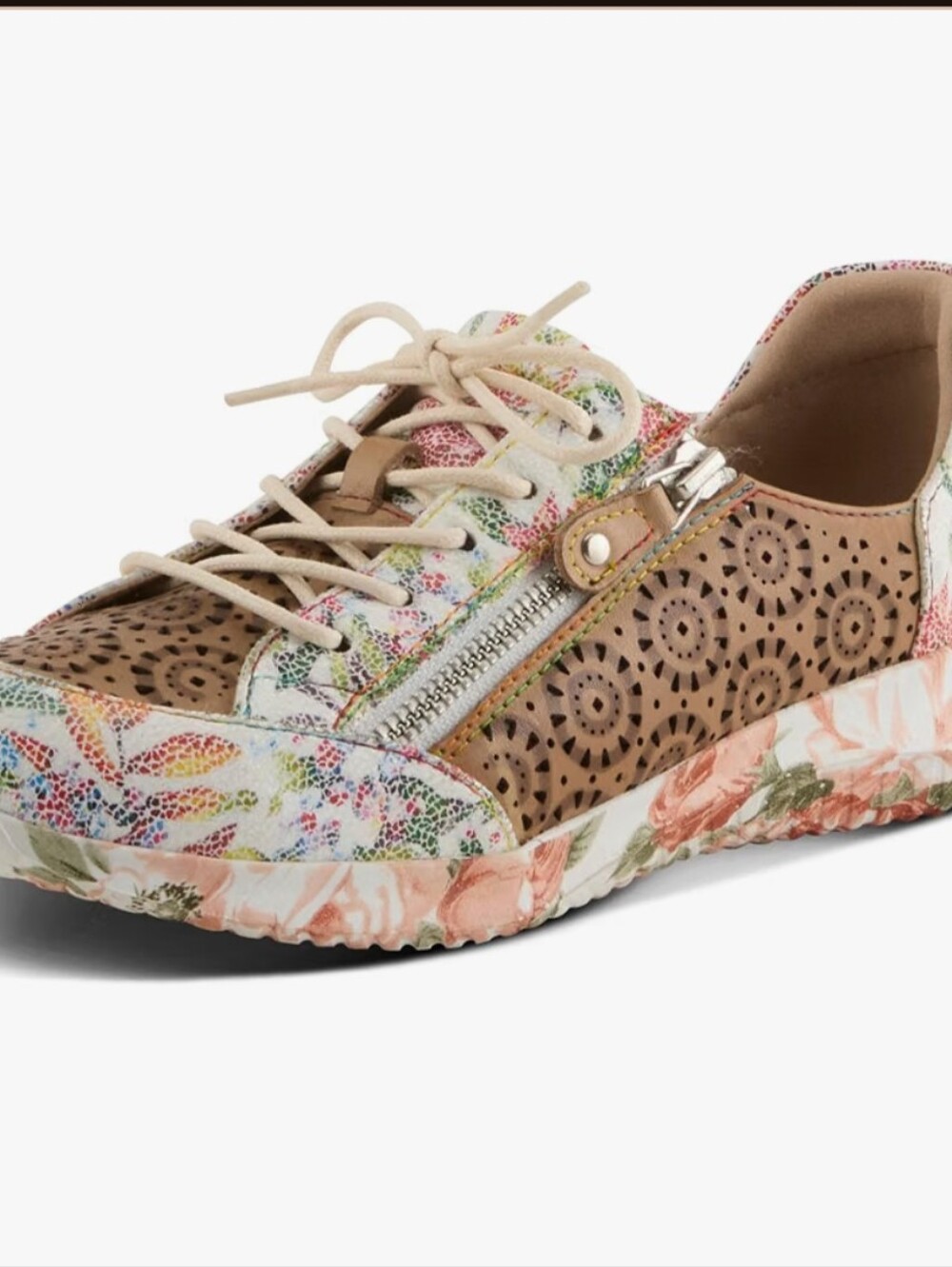 Spring Step L'Artiste Women's Floral Multicolor Lace-Up Casual Sneaker